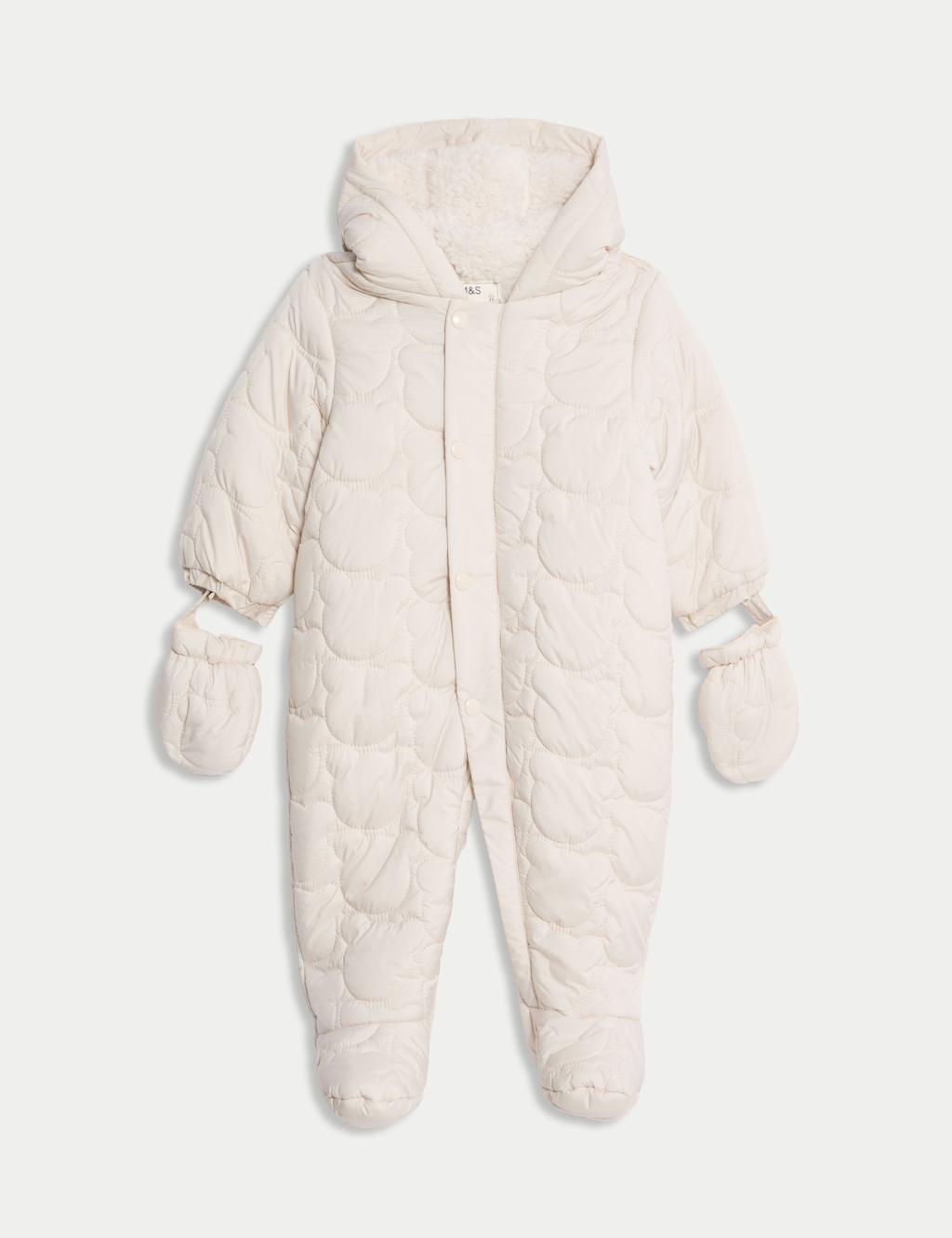 M&S Collection Boys Quilted Snowsuit (0-3 Yrs) - 12-18 - Cream, Cream
