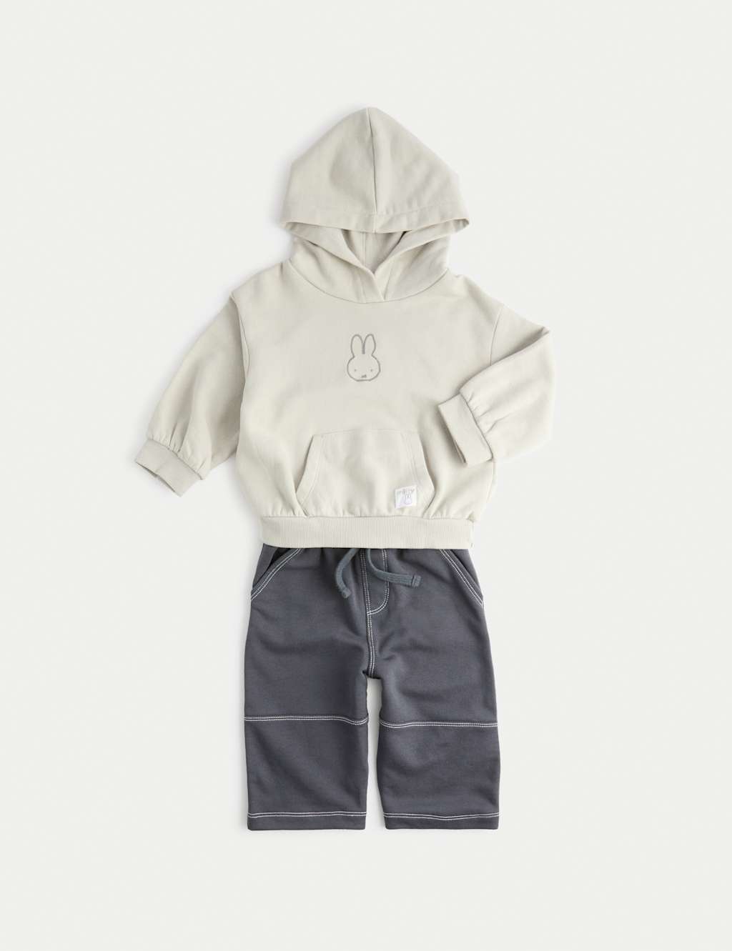 M&S Collection Boys 2pc Miffy™ Hoodie & Bottom Outfit (0-3 Yrs) - 12-18 - Grey Mix, Grey Mix
