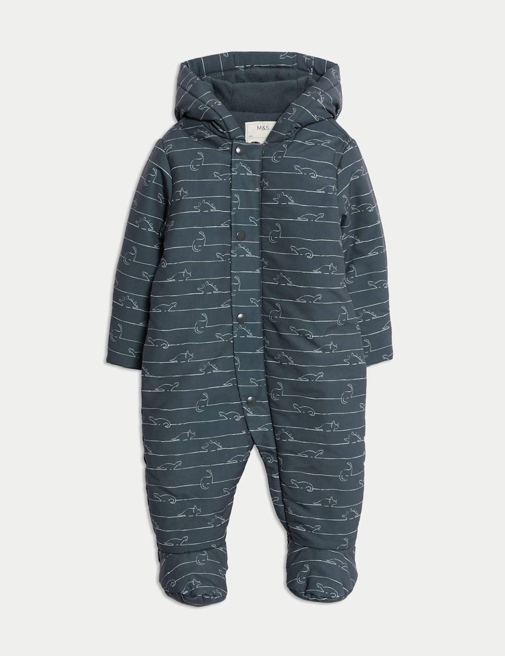 M&S Collection Boys Printed Padded Hooded Snowsuit (0-3 Yrs) - 12-18 - Navy, Navy
