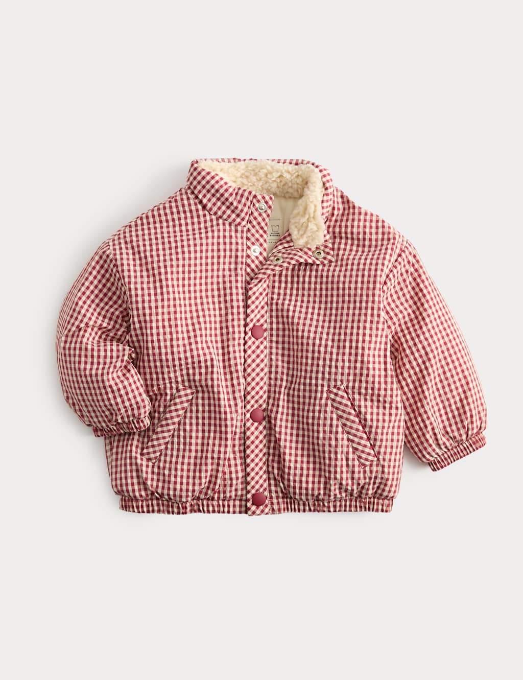 M&S Boys Gingham Midweight Padded Coat (0-5 Yrs) - 9-12 Months - Red Mix