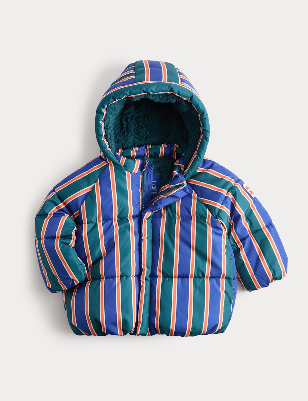 M&S Boys Midweight Padded Striped Coat (0-5 Yrs) - 0-3 Months - Green Mix