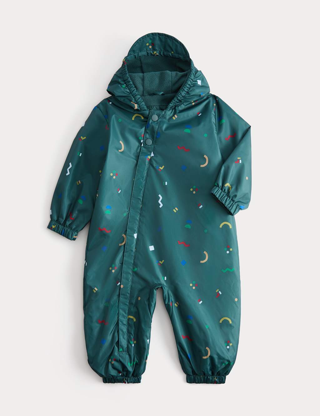 M&S Boys Abstract Hooded Puddlesuit (0-5 Yrs) - 2-3 Years - Green Mix