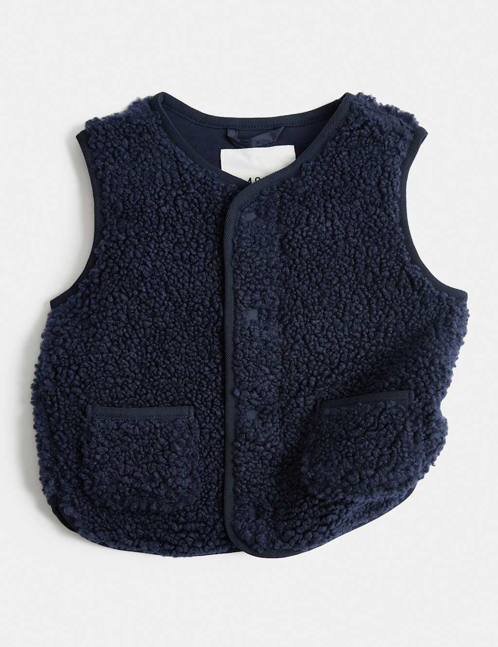 M&S Boys Borg Gilet (0-5 Yrs) - 9-12 Months - Navy