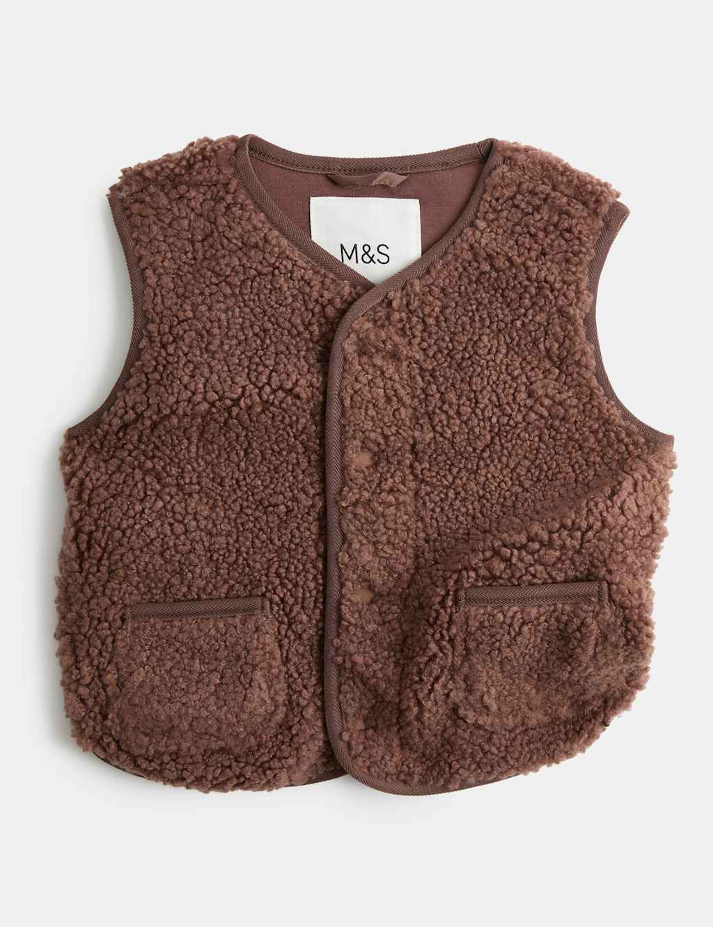M&S Boys Borg Gilet (0-5 Yrs) - 4-5 Years - Brown