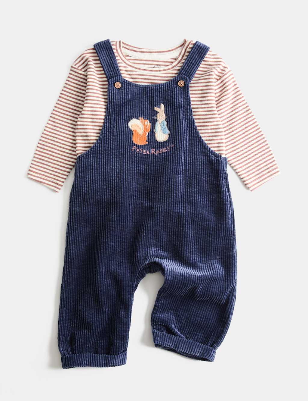 M&S Boys Cotton Rich Peter Rabbit Dungaree Outfit (0-3 Yrs) - 6-9 Months - Navy