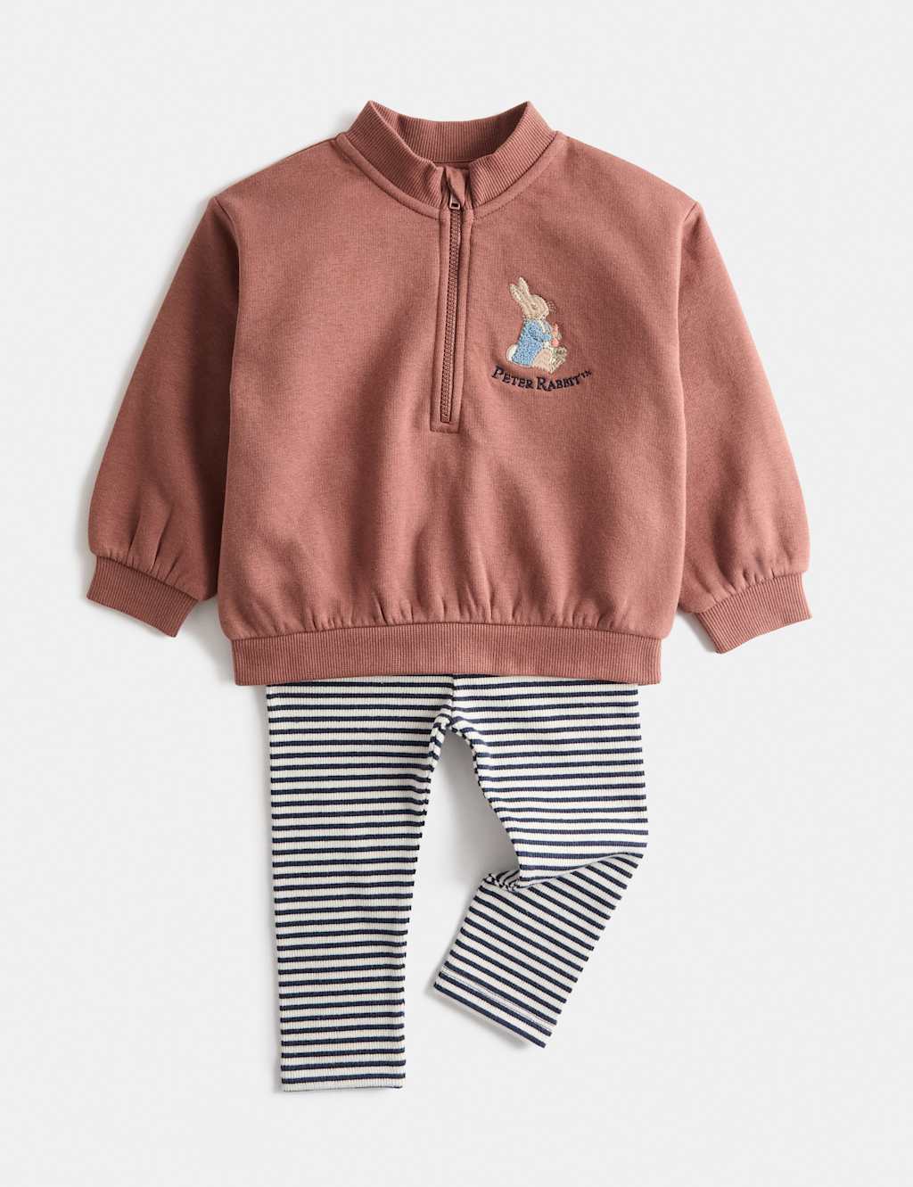 M&S Boys Cotton Rich Peter Rabbit Sweat Outfit (0-3 Yrs) - 12-18 Months - Brown Mix