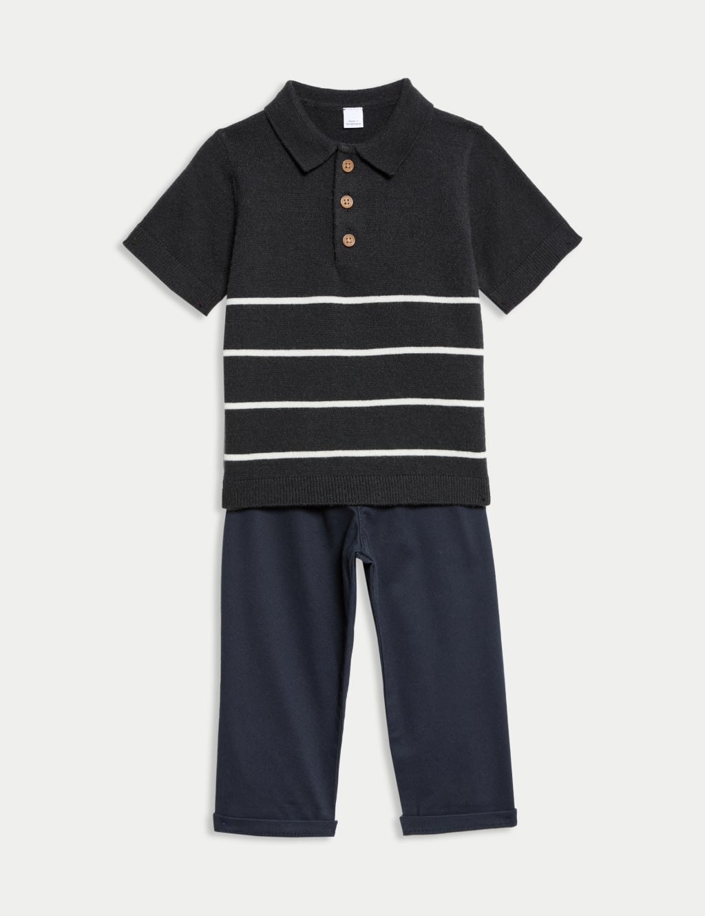 2pc Cotton Blend Striped Knit Polo Outfit (0 Mths-3 Yrs)