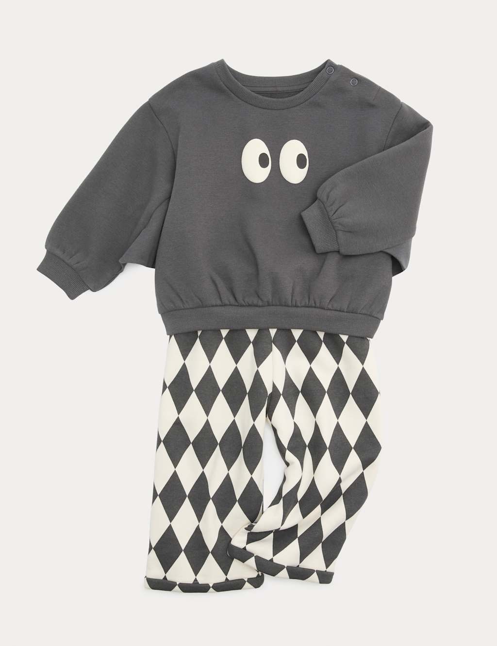 M&S Boys Cotton Rich Top & Bottom Outfit (0-5 Yrs) - 4-5 Years - Black Mix