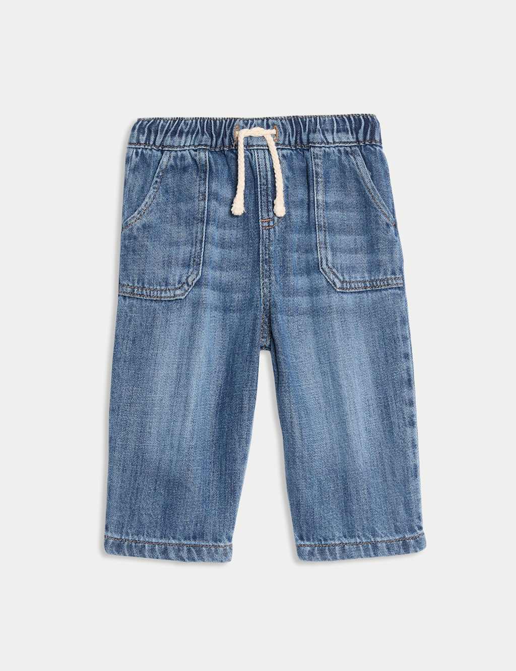 Cotton Rich Denim Drawstring Jeans (0-3 Yrs)