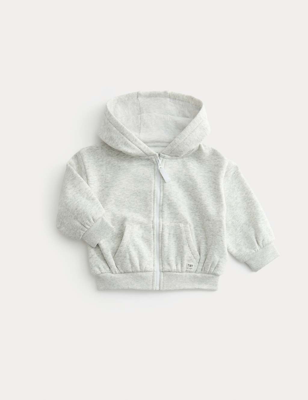 M&S Collection Boys Zip Up Hoodie (0-3 Yrs) - 12-18 - Grey Marl, Grey Marl,Charcoal