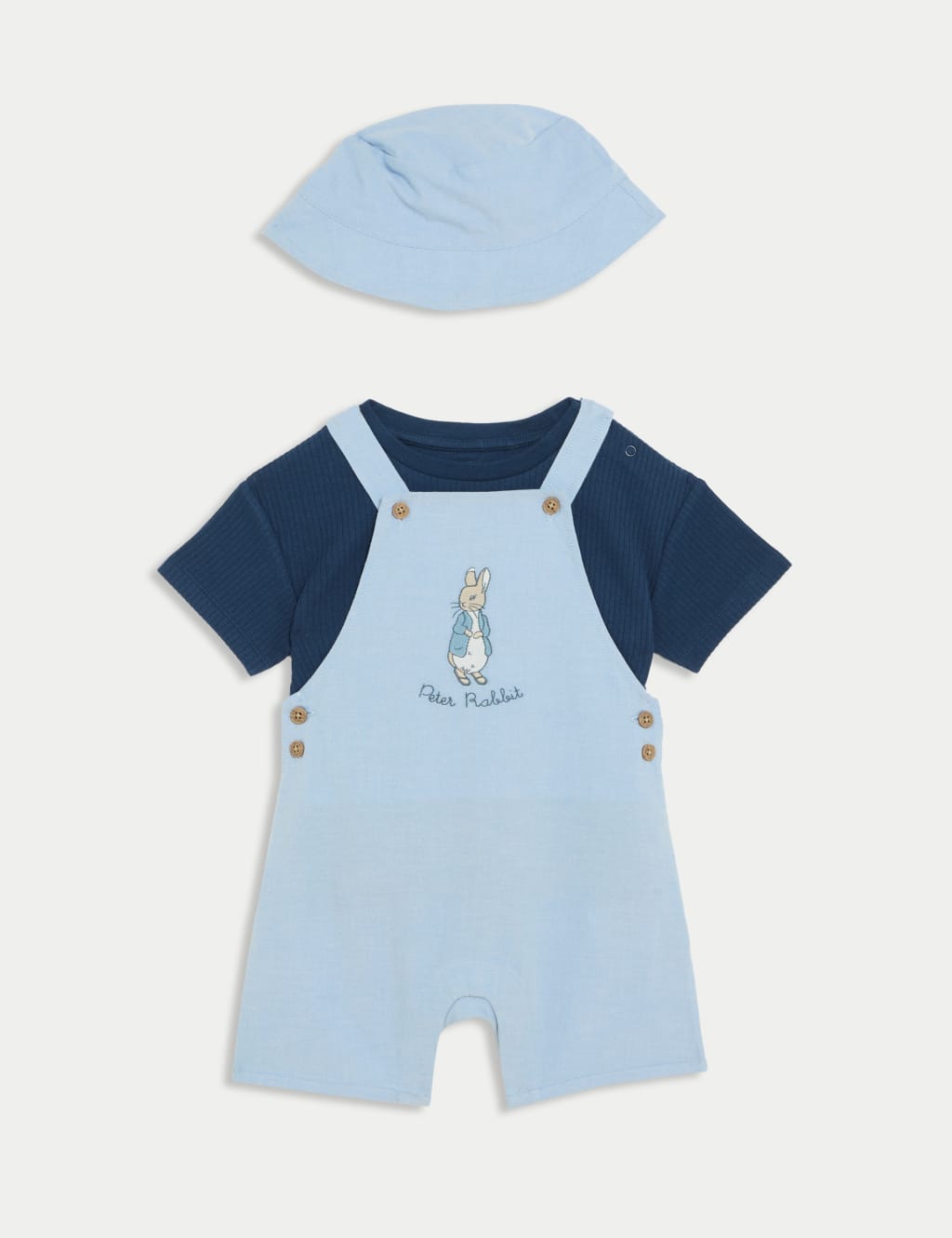 3pc Cotton Rich Peter Rabbit™ Dungaree Outfit (0-3 Yrs)