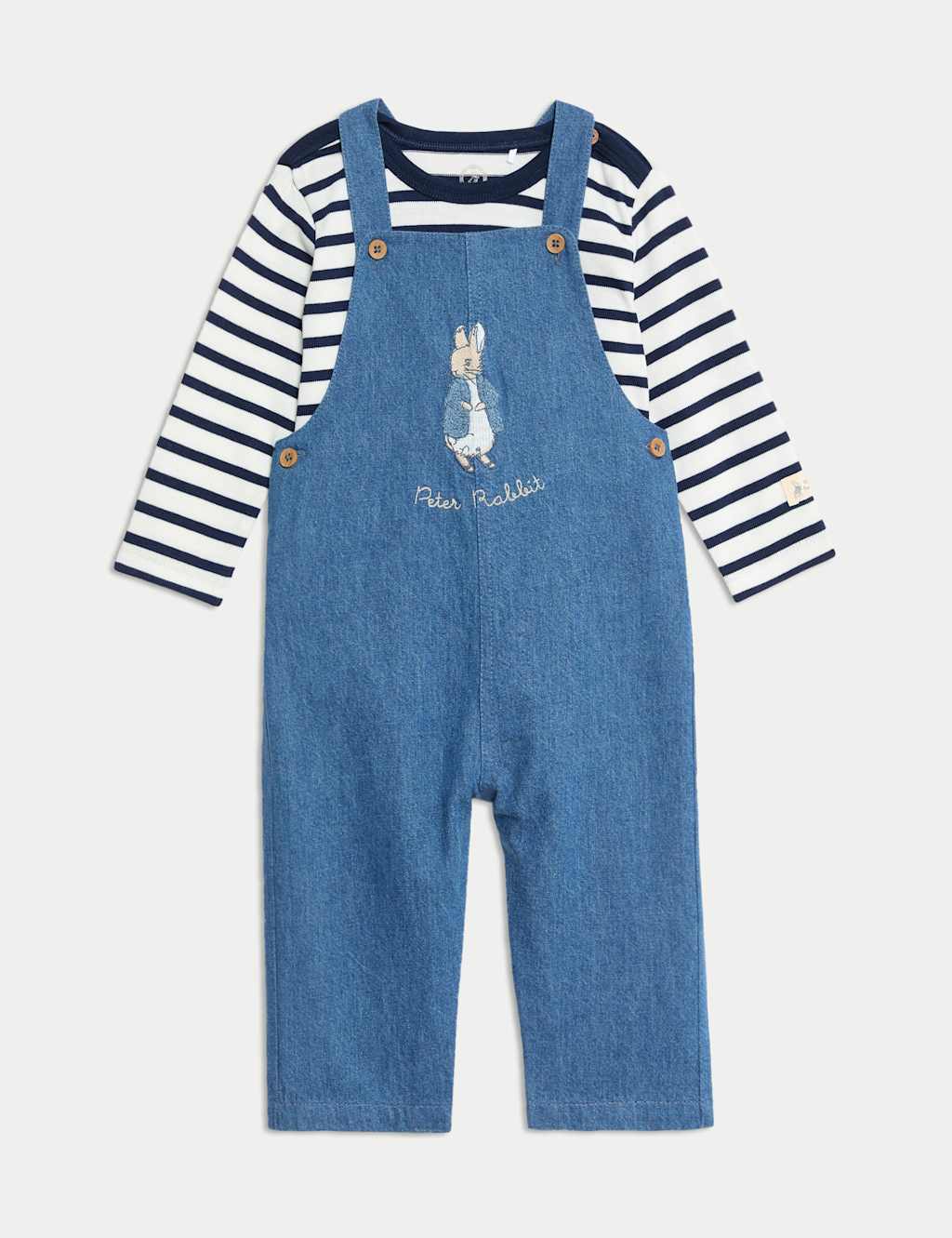 2pc Pure Cotton Peter Rabbit™ Striped Dungaree Outfit (0-3 Yrs)