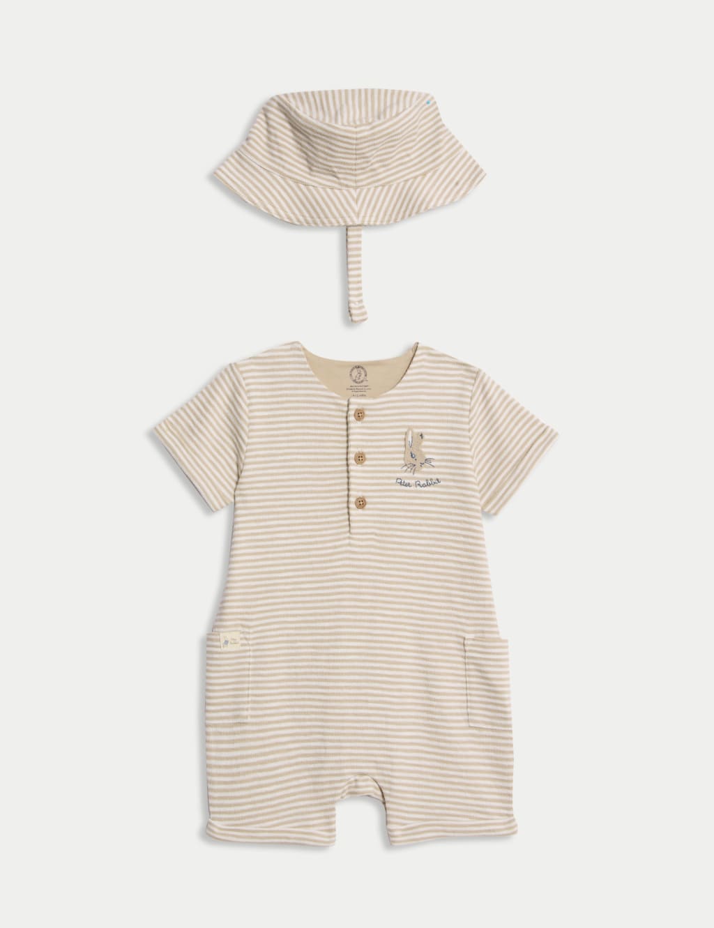 2pc Pure Cotton Peter Rabbit™ Striped Romper (0-3 Yrs)
