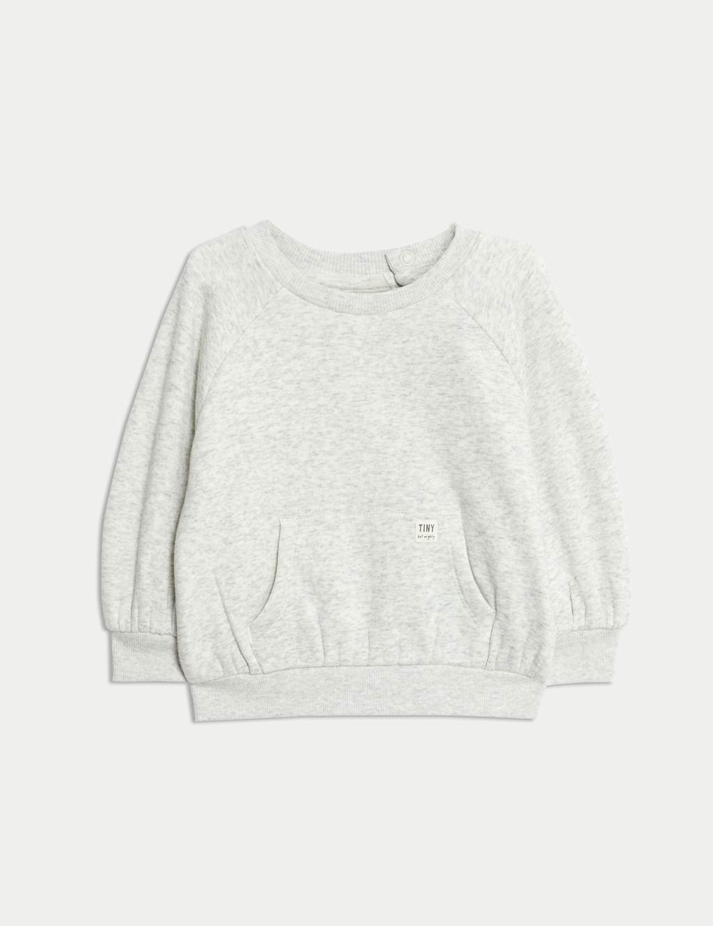 M&S Cotton Blend Fleece Lined Sweatshirt (0-3 Yrs) Grey Marl