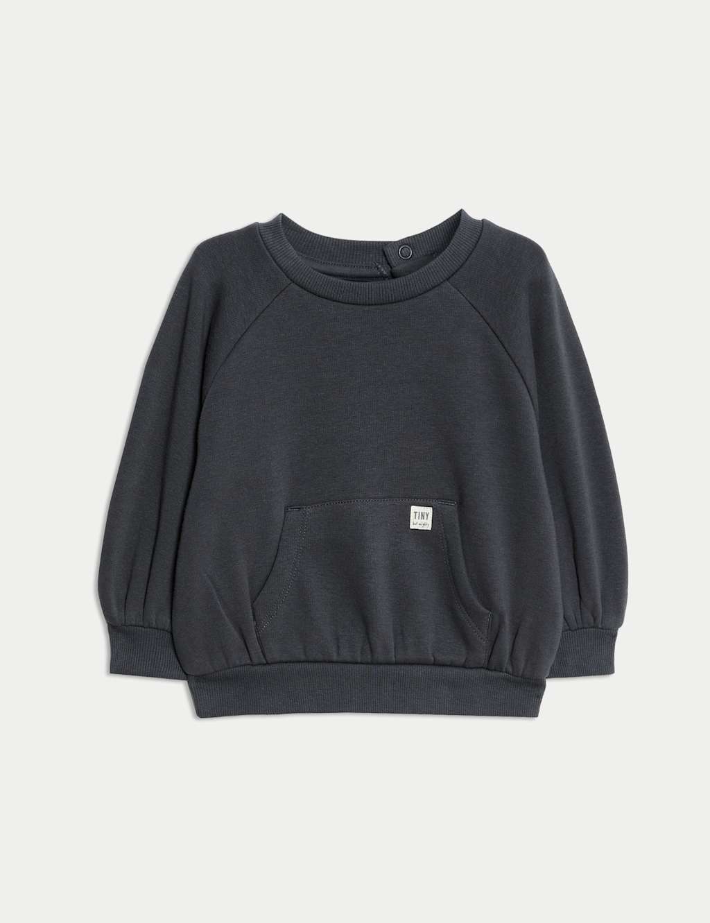 M&S Cotton Blend Fleece Lined Sweatshirt (0-3 Yrs) Charcoal