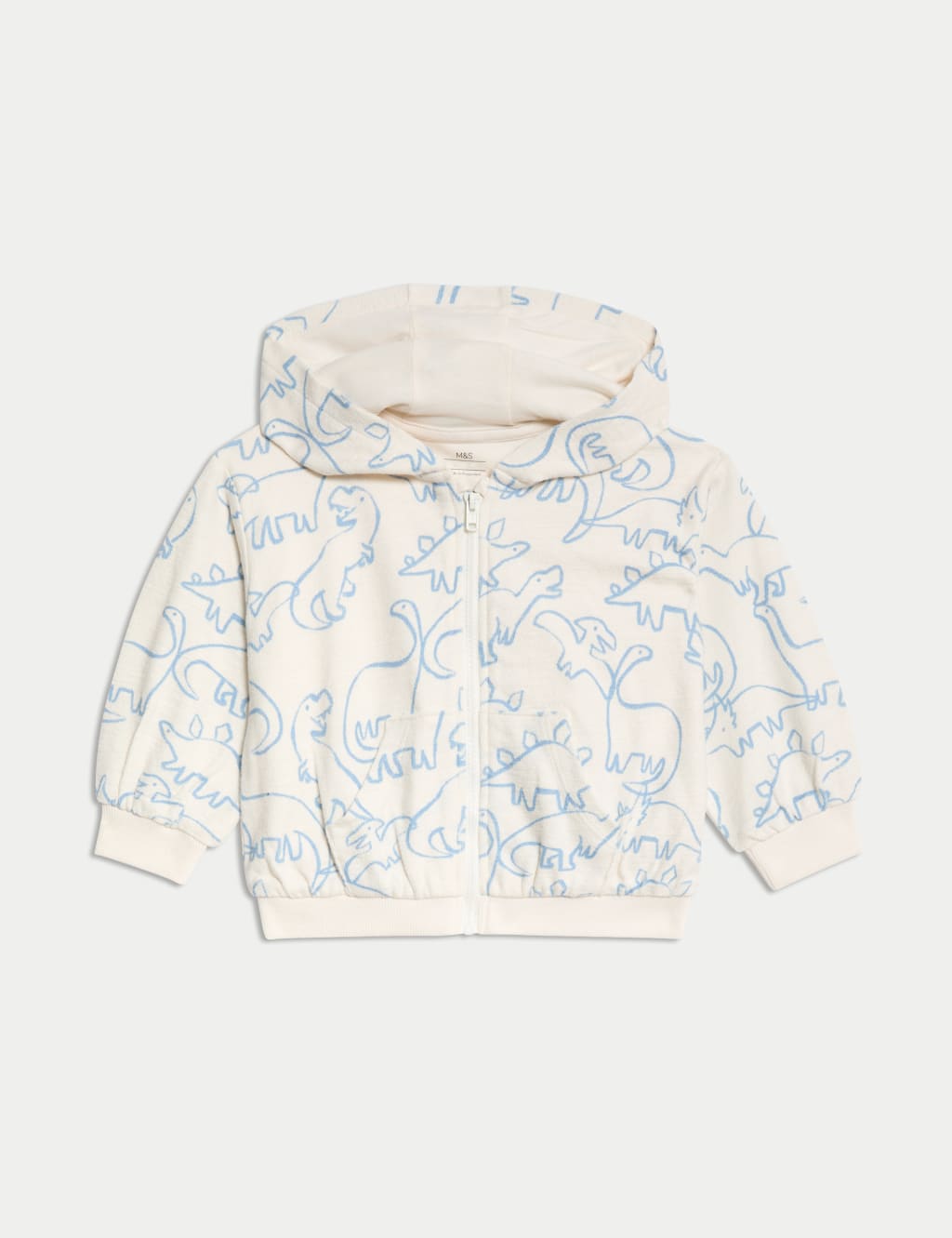 Pure Cotton Dinosaur Zip Hoodie (0-3 Yrs)