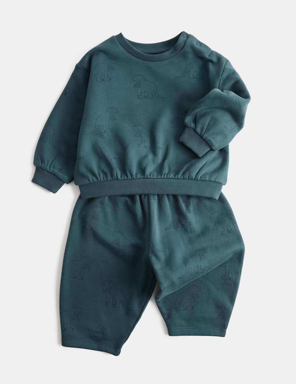 M&S Boys 2 Piece Dino Sweat Outfit (0-5 Yrs) - 4-5 Years - Blue Mix