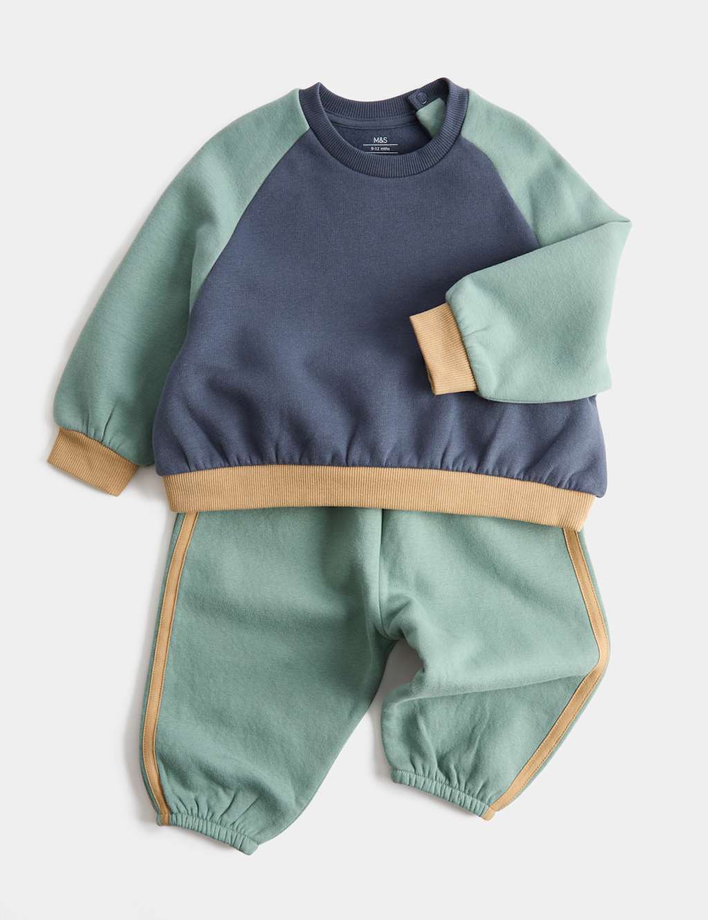 M&S Boys 2 Piece Colour Block Sweat Outfit (0-5 Yrs) - 4-5 Years - Multi