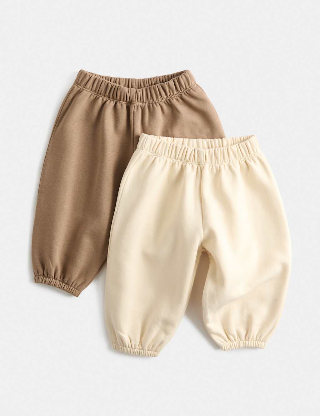 M&S Boys 2 Pack Cotton Rich Joggers (0-5 Yrs) - 2-3 Years - Brown Mix