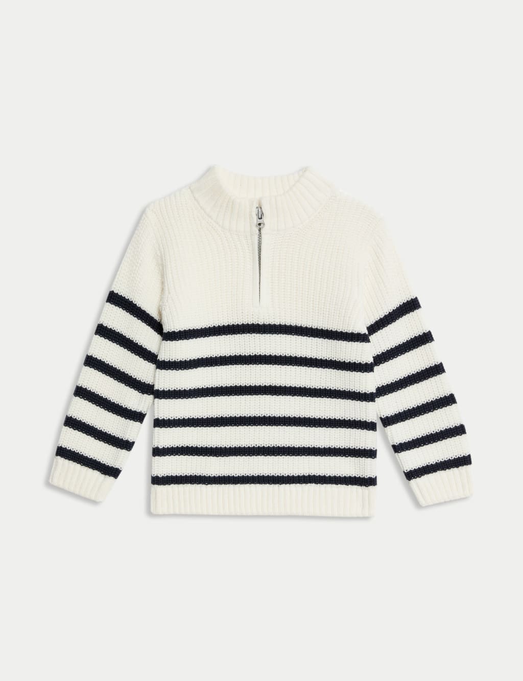Pure Cotton Half Zip Knitted Jumper (0-3 Yrs)