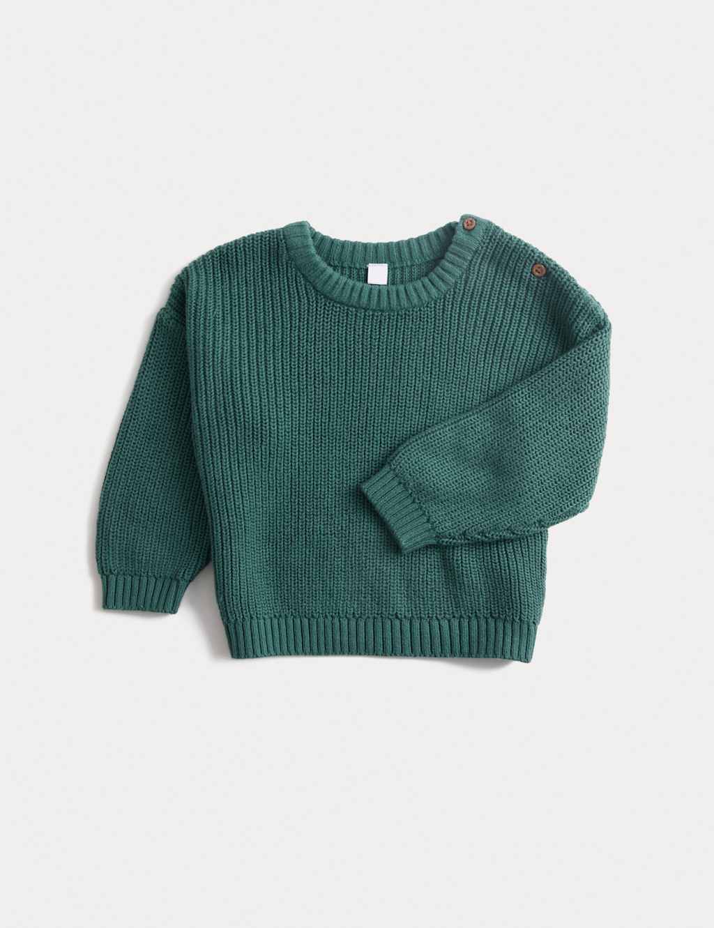 M&S Pure Cotton Knitted Jumper (0-6 Yrs) Dark Green