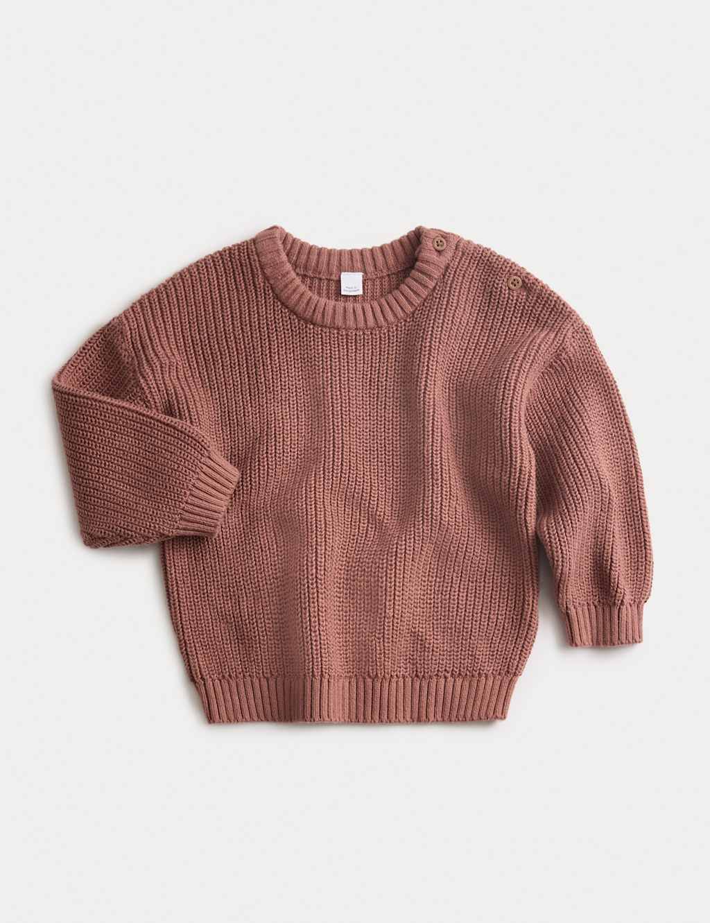 M&S Boys Pure Cotton Knitted Jumper (0-6 Yrs) - 9-12 Months - Brown