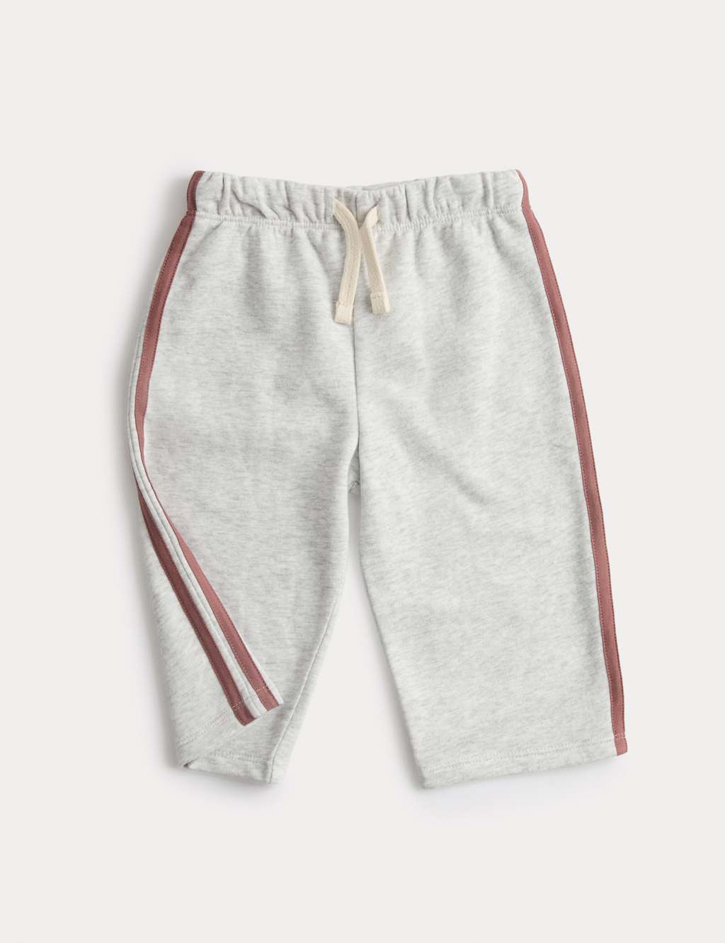M&S Boys Cotton Rich Wide Leg Striped Joggers (0-3 Yrs) - 9-12 Months - Grey Mix