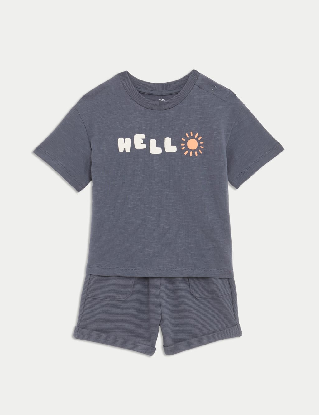 2pc Pure Cotton 'Hello' Slogan T-Shirt Outfit (0-3 Yrs)