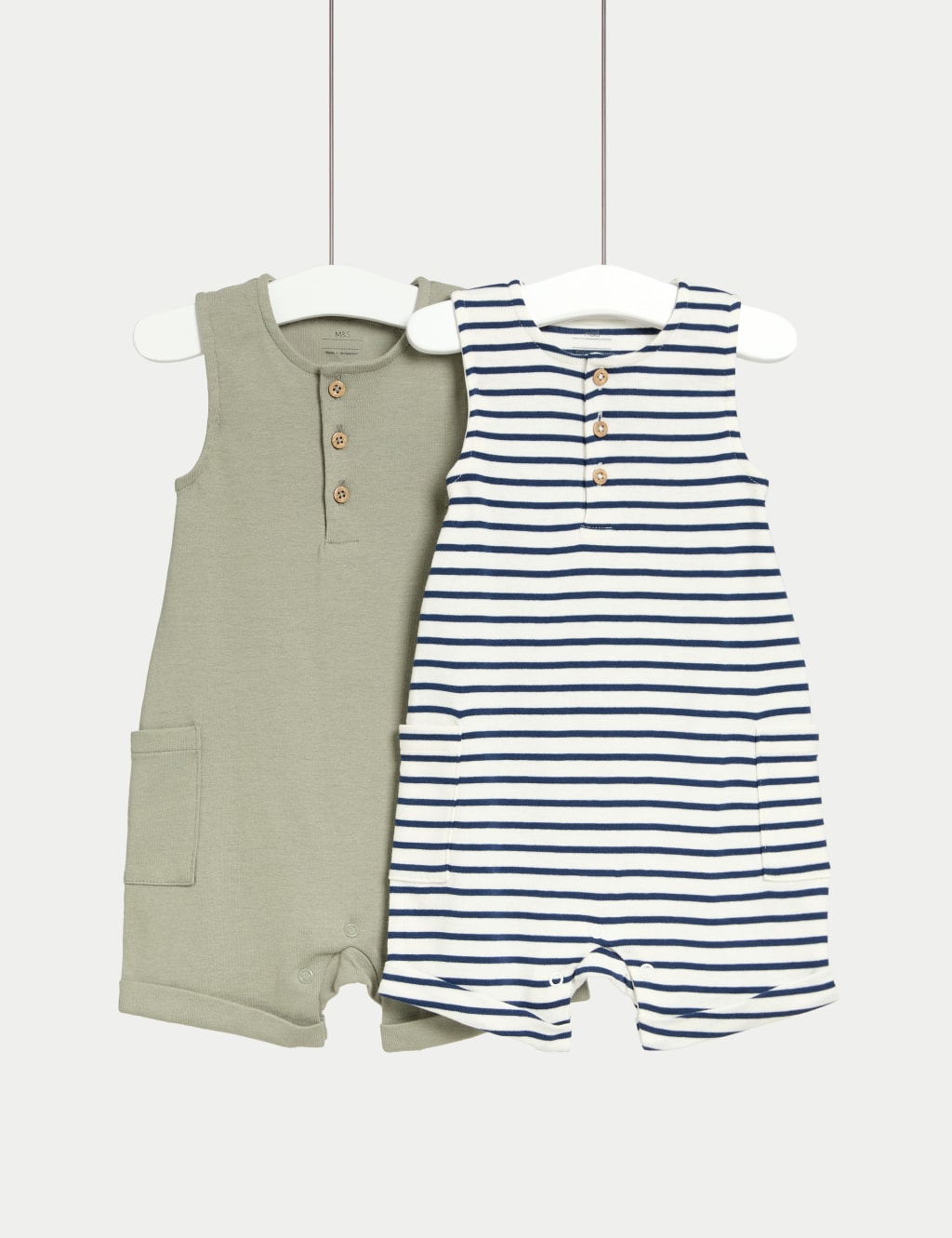 2pk Pure Cotton Striped Rompers (0-3 Yrs)