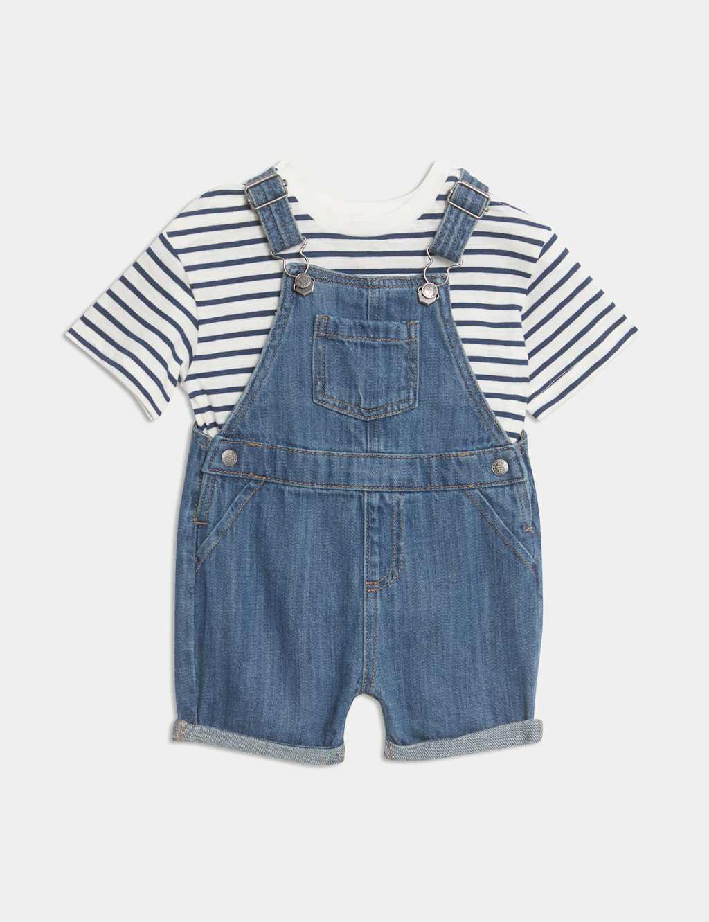 2pc Cotton Rich Denim Bibshort (0-3 Yrs)