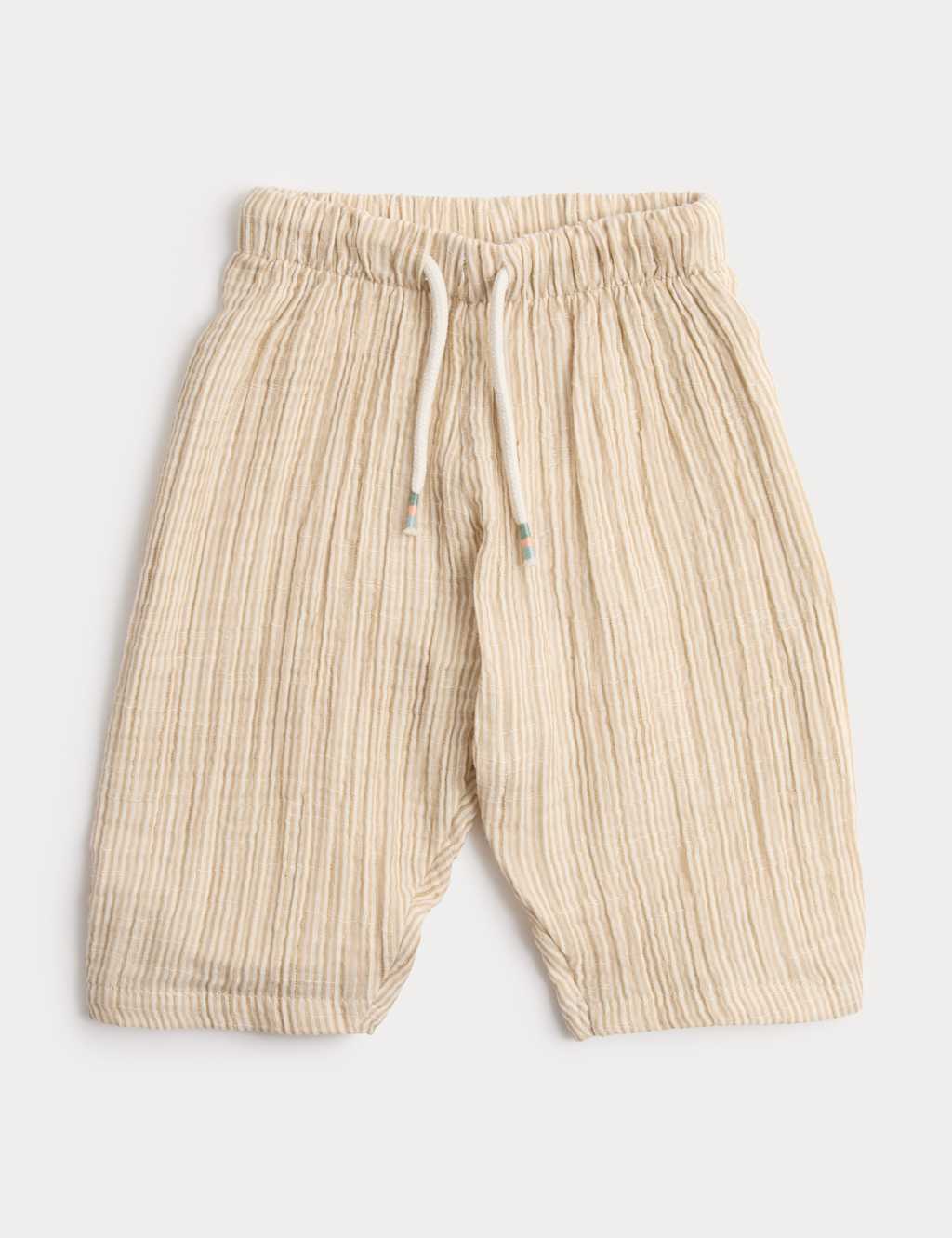 M&S Boys Pure Cotton Striped Trousers (0 Months-5 Years) - 2-3 Years - Green Mix
