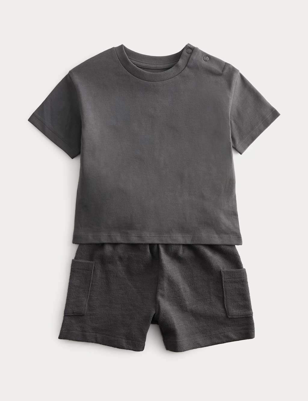 M&S Boys Pure Cotton Shirt & Cargo Shorts Outfit (0-5 Yrs) - 2-3 Years - Multi