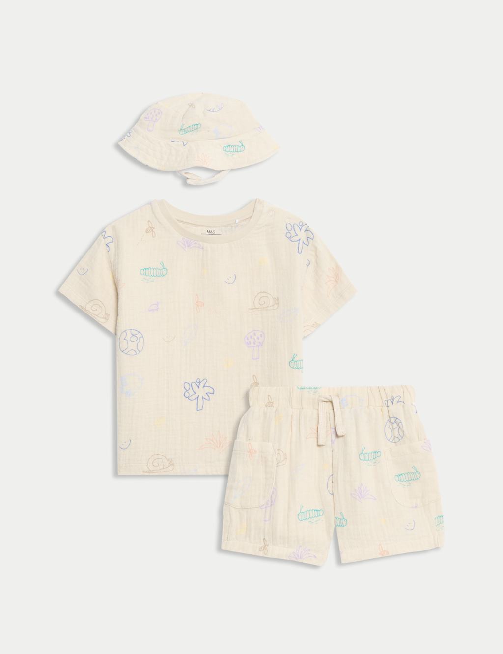 3pc Print Shorts with Hat Outfit (0-3 Yrs)