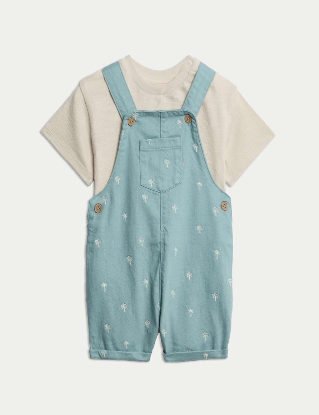2pc Cotton Rich Palm Print Bibshort (0-3 Yrs)
