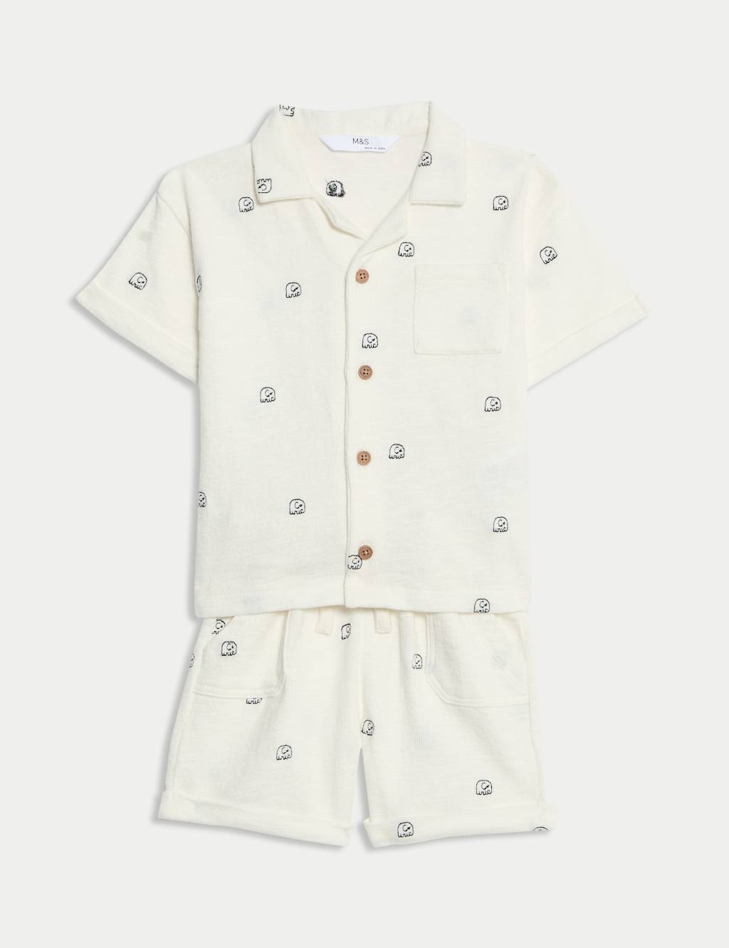 2pc Pure Cotton Embroidered Elephant Outfit (0-3 Yrs)