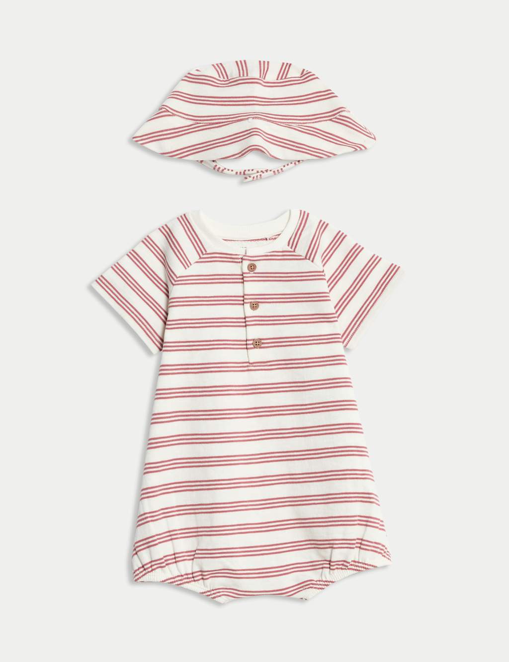 2pc Pure Cotton Striped Romper Outfit (0-3 Yrs)