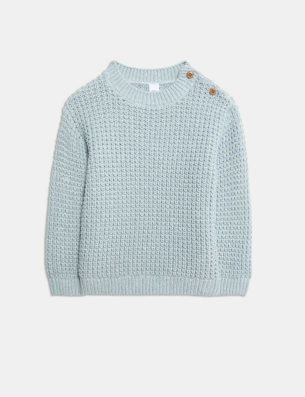 M&S Collection Boys Pure Cotton Open Knit Jumper (0-3 Yrs) - 12-18 - Blue, Blue