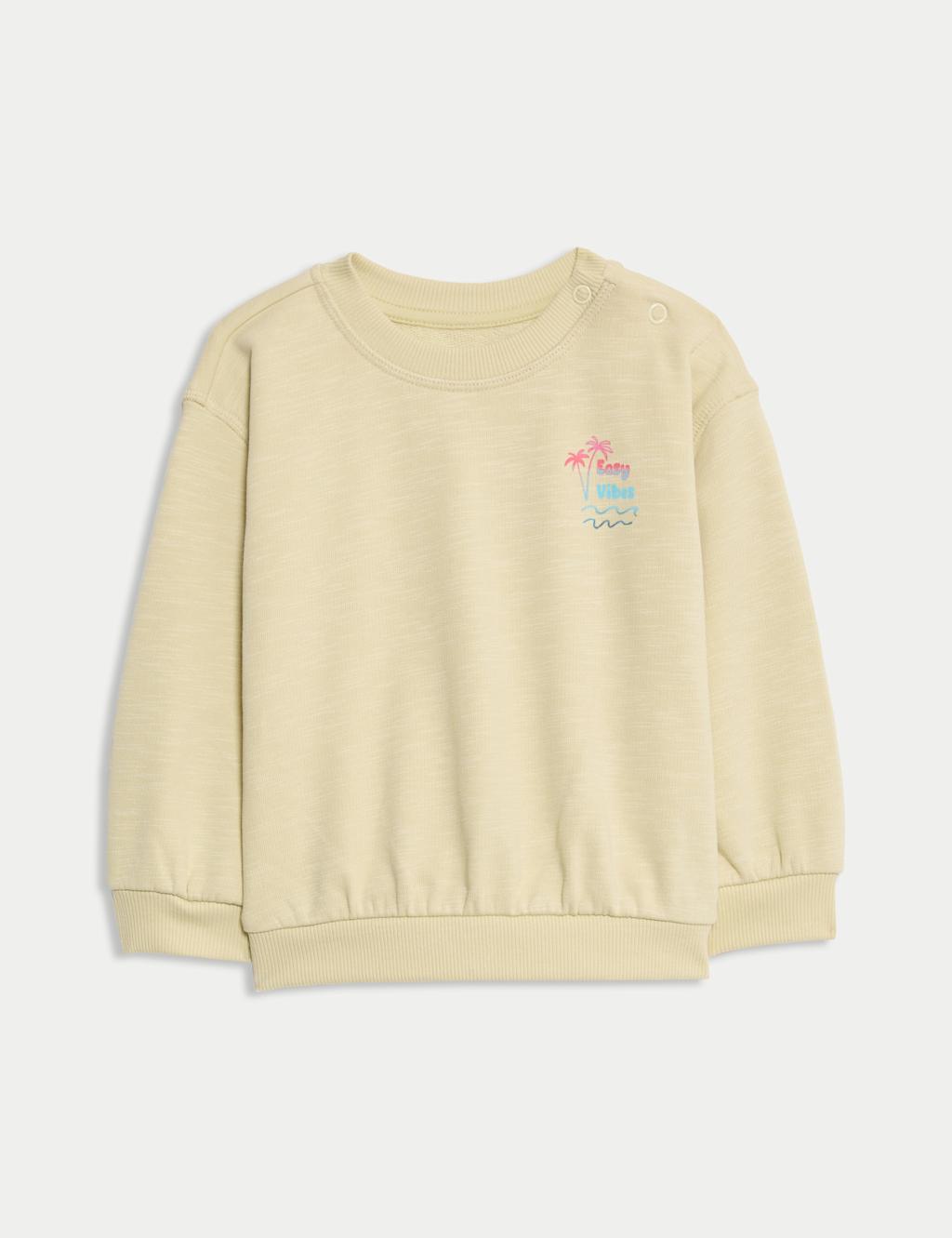 Cotton Rich Easy Vibes Crew Neck Sweatshirt (0 - 6 Yrs)