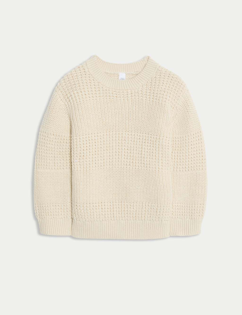 M&S Collection Boys Pure Cotton Knitted Jumper (0-3 Yrs) - 12-18 - Cream, Cream