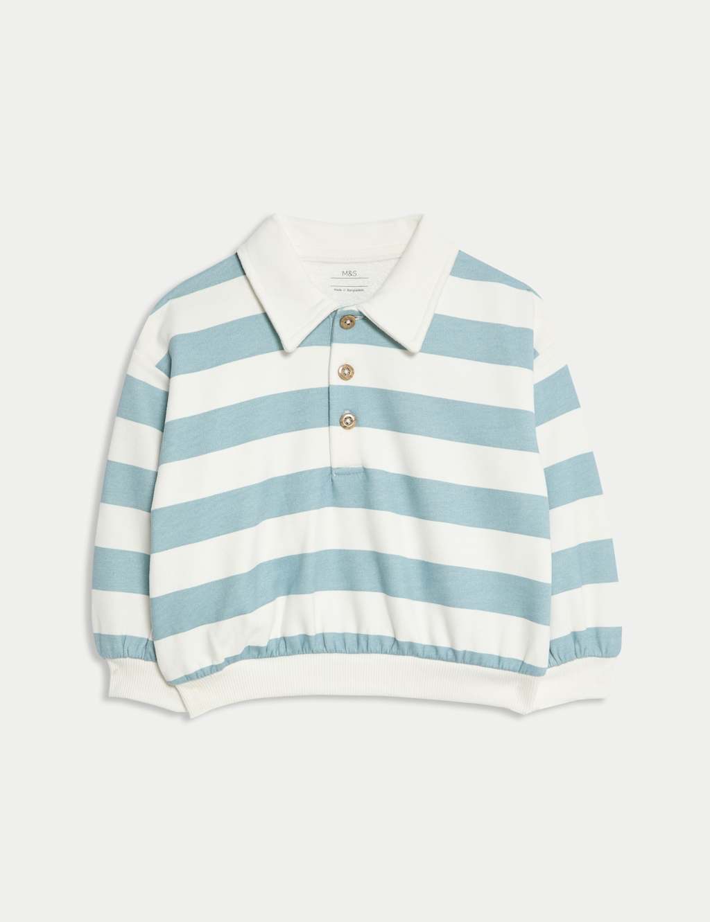 M&S Collection Boys Cotton Rich Striped Rugby Sweatshirt (0-6 Yrs) - 5-6Y - Blue, Charcoal Mix,Blue