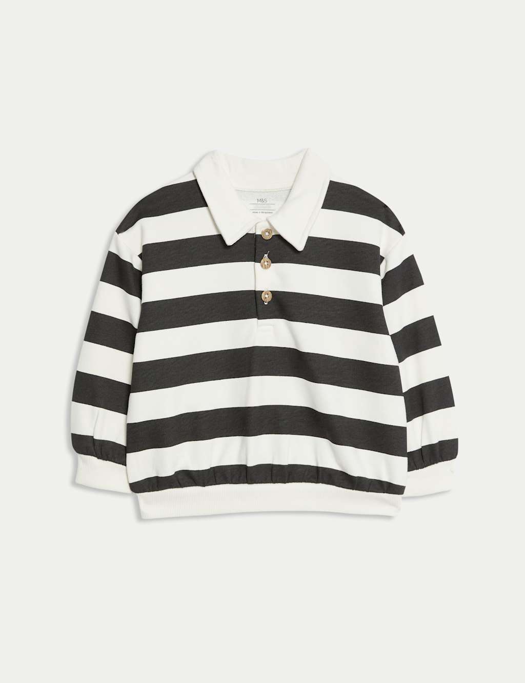 M&S Collection Boys Cotton Rich Striped Rugby Sweatshirt (0-6 Yrs) - 18-24 - Charcoal Mix, Charcoal Mix,Blue