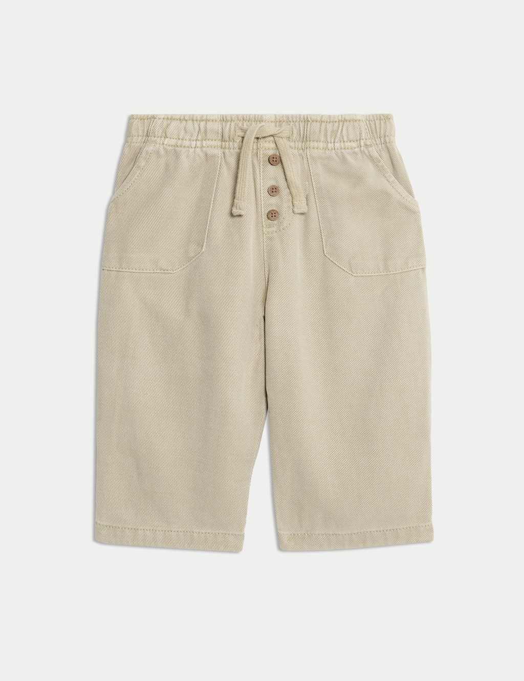 M&S Cotton Blend Plain Trousers (0-6 Yrs) Neutral