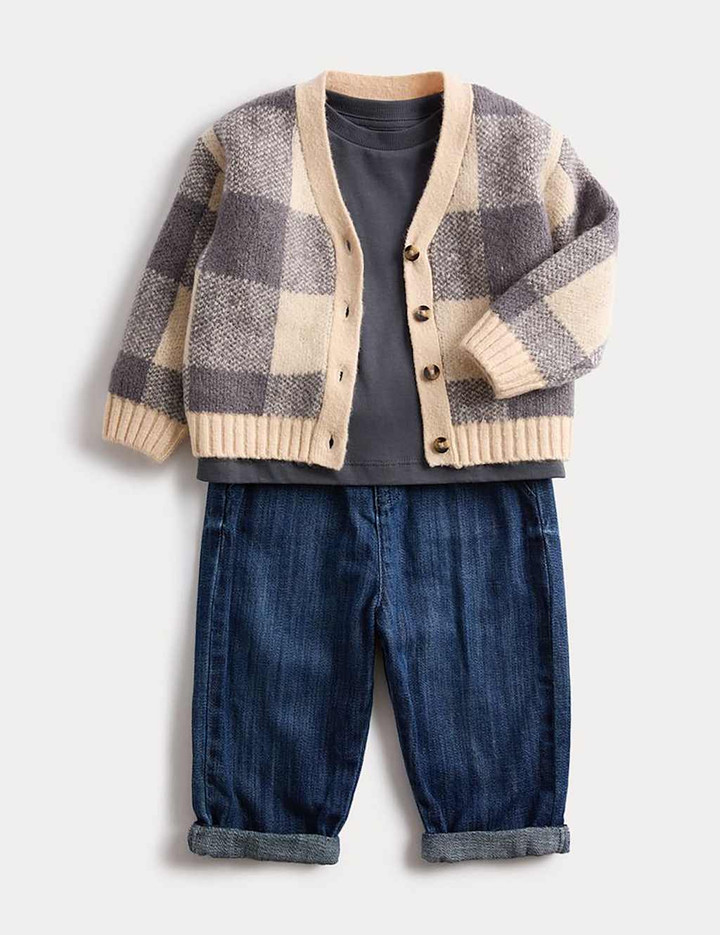 M&S 3pc Knitted Top & Bottom Outfit (0-6 Yrs) Multi