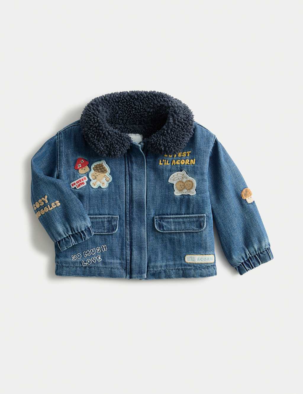 M&S Denim Acorn Badge Borg Lined Jacket (0 Mths-3 Yrs) Blue