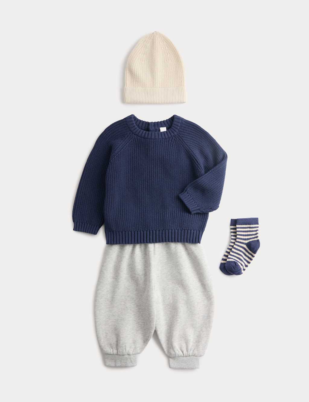 M&S Boys 4 Piece Cotton Rich Knitted Outfit (0-6 Yrs) - 5-6 Years - Navy Mix
