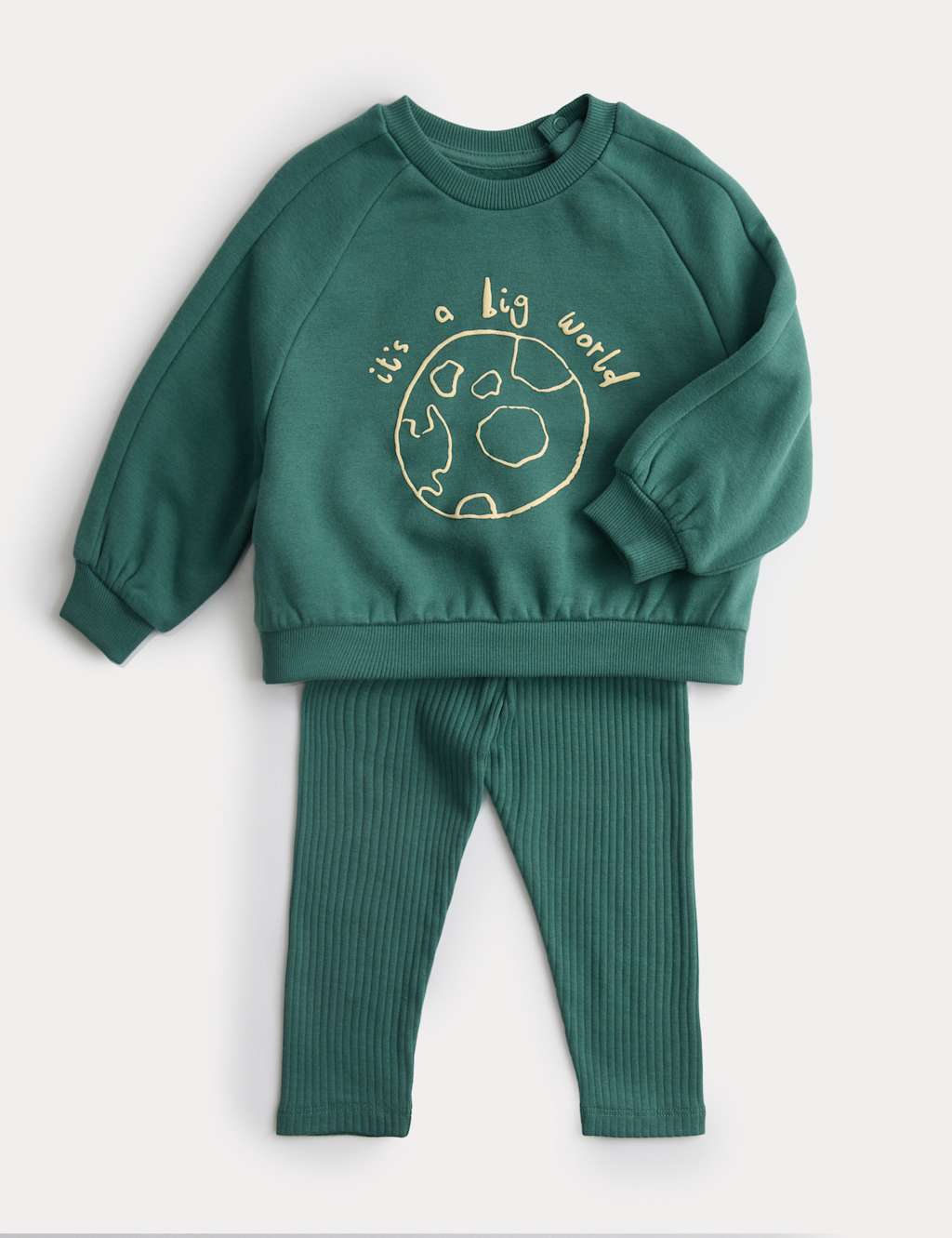 M&S 2pc Big World Sweatshirt & Leggings Outfit (0-3 Yrs) Green