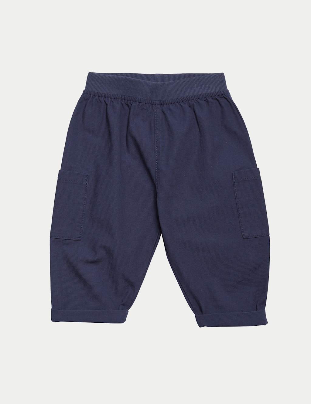 M&S Boys 2 Pack Pure Cotton Cargo Trousers (0-3 Yrs) - 9-12 Months - Navy Mix