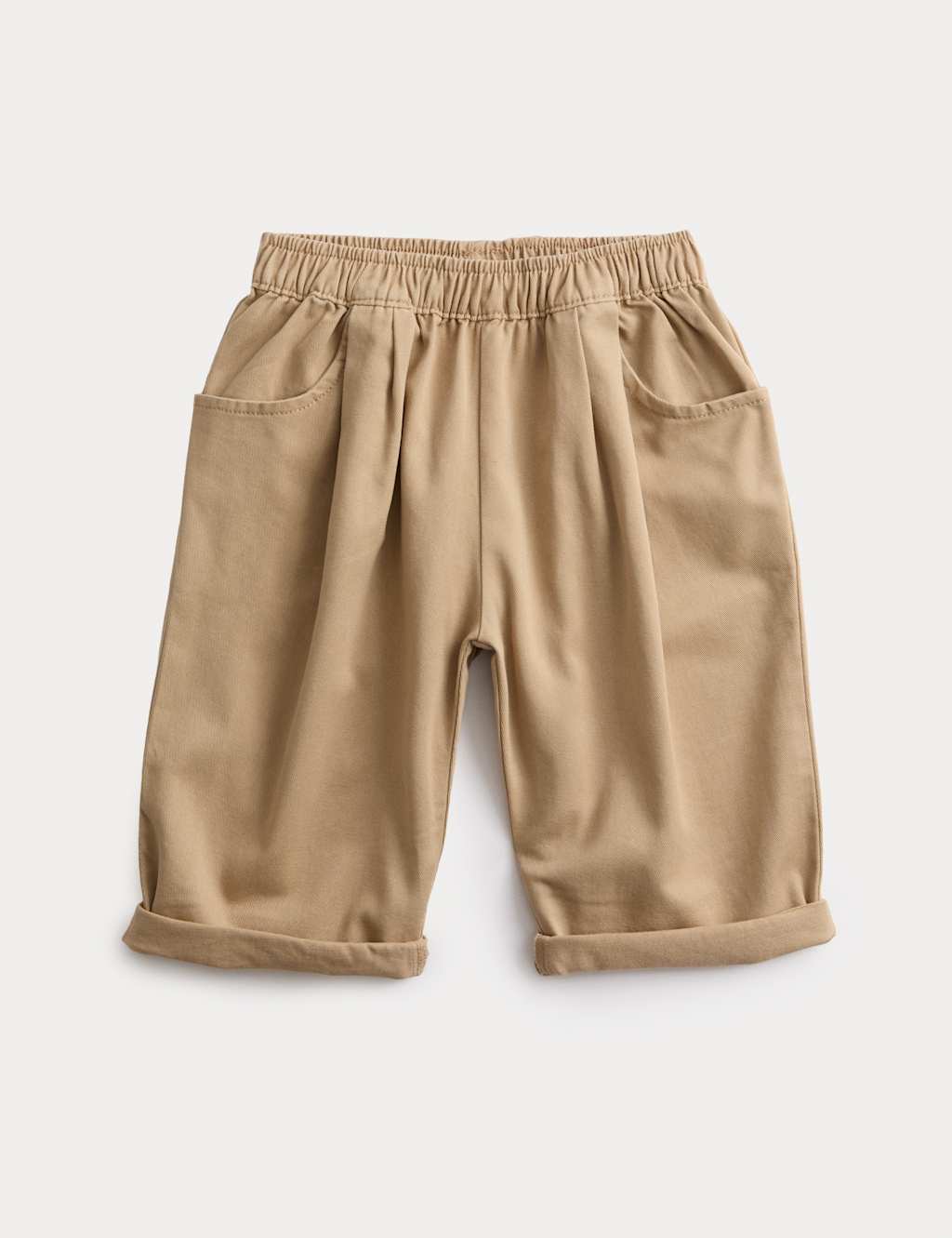 M&S Boys Pure Cotton Pleated Oversized Chinos (0-6 Yrs) - 6-9 Months - Stone