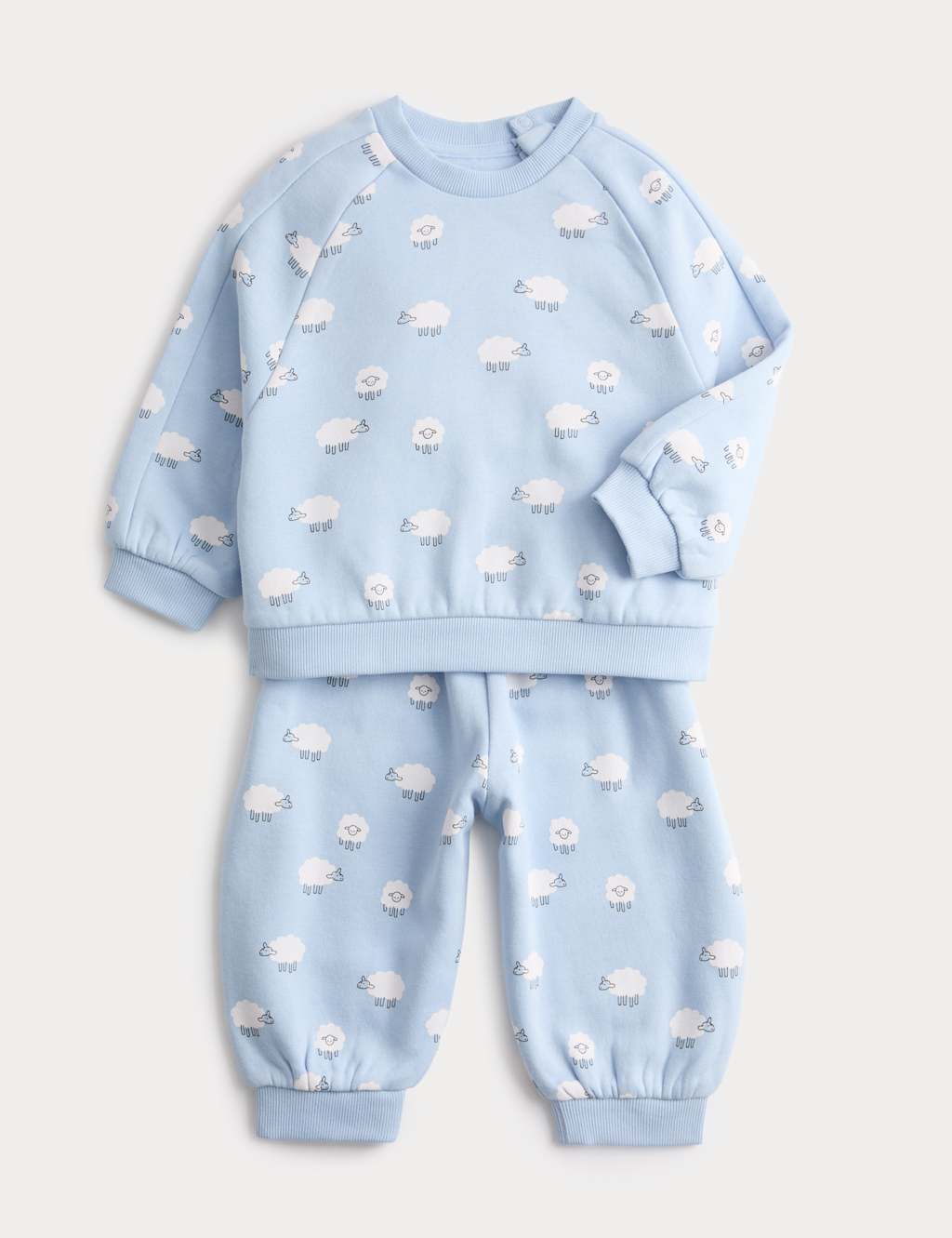 M&S Boys 2 Piece Cotton Rich Sheep Outfit (0-3 Yrs) - 2-3 Years - Blue Mix