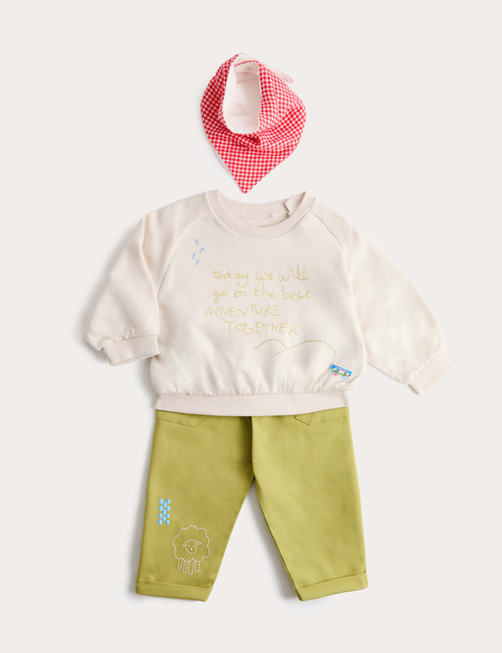M&S Boys 3 Piece Cotton Rich Adventure Outfit (0-3 Years) - 9-12 Months - Green Mix